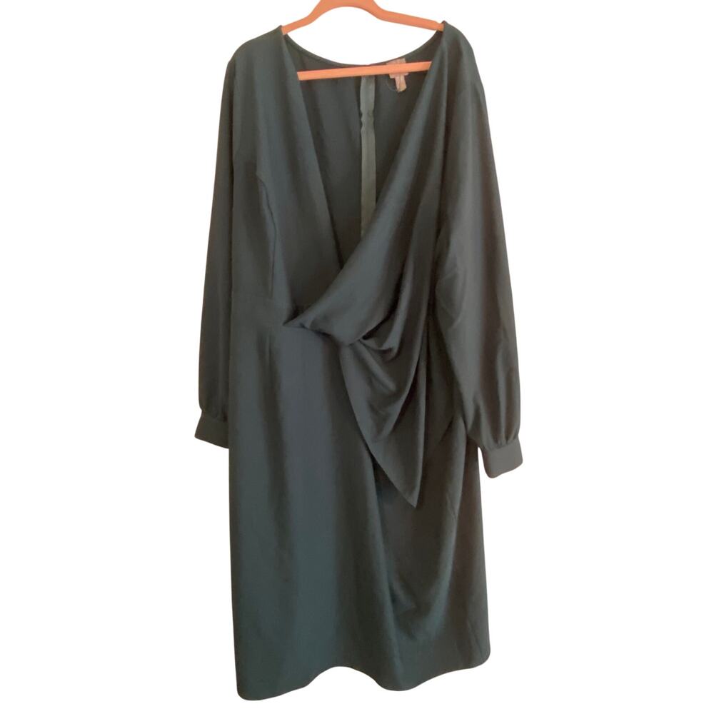 ASOS US 26 Hunter Green Faux Wrap  Dress
